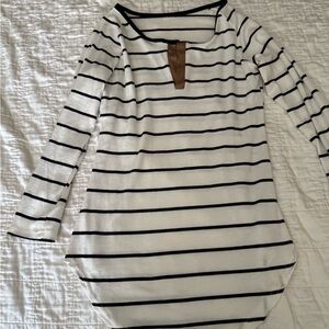 Elegant Striped Long Sleeve Top - Black and White